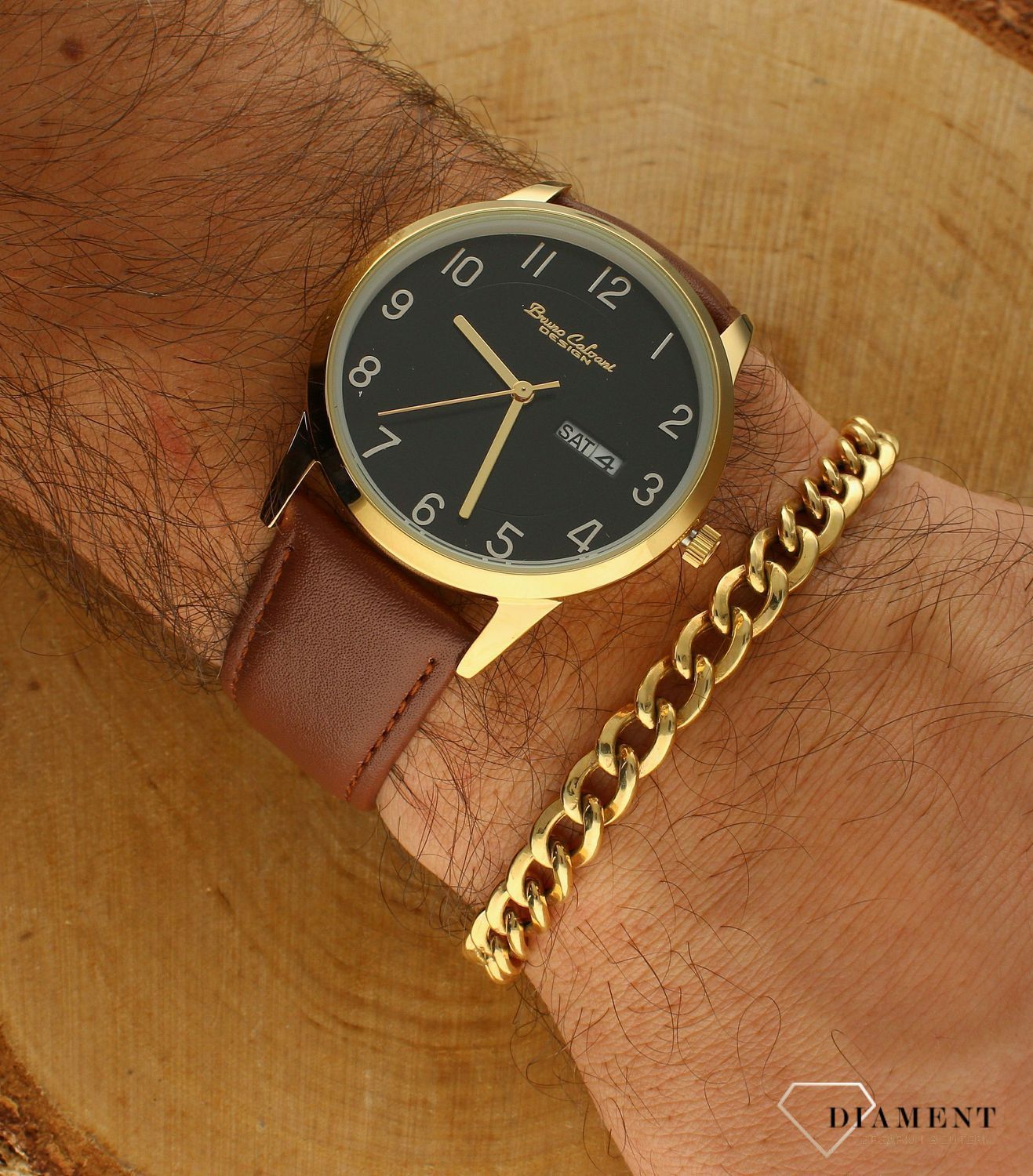 Zegarek męski Bruno Calvani na brązowym pasku BC2528 GOLD brązowy pasek.jpg